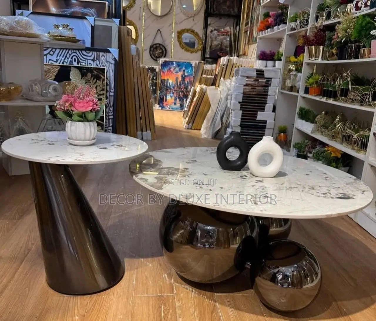 Italian Luxury Rock Slab Round Coffee Table With Side Stool