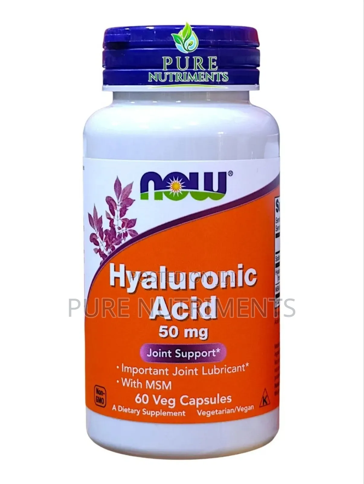 NOW Hyaluronic Acid 50mg 60 Veg Capsules_ Joint and Skin Support