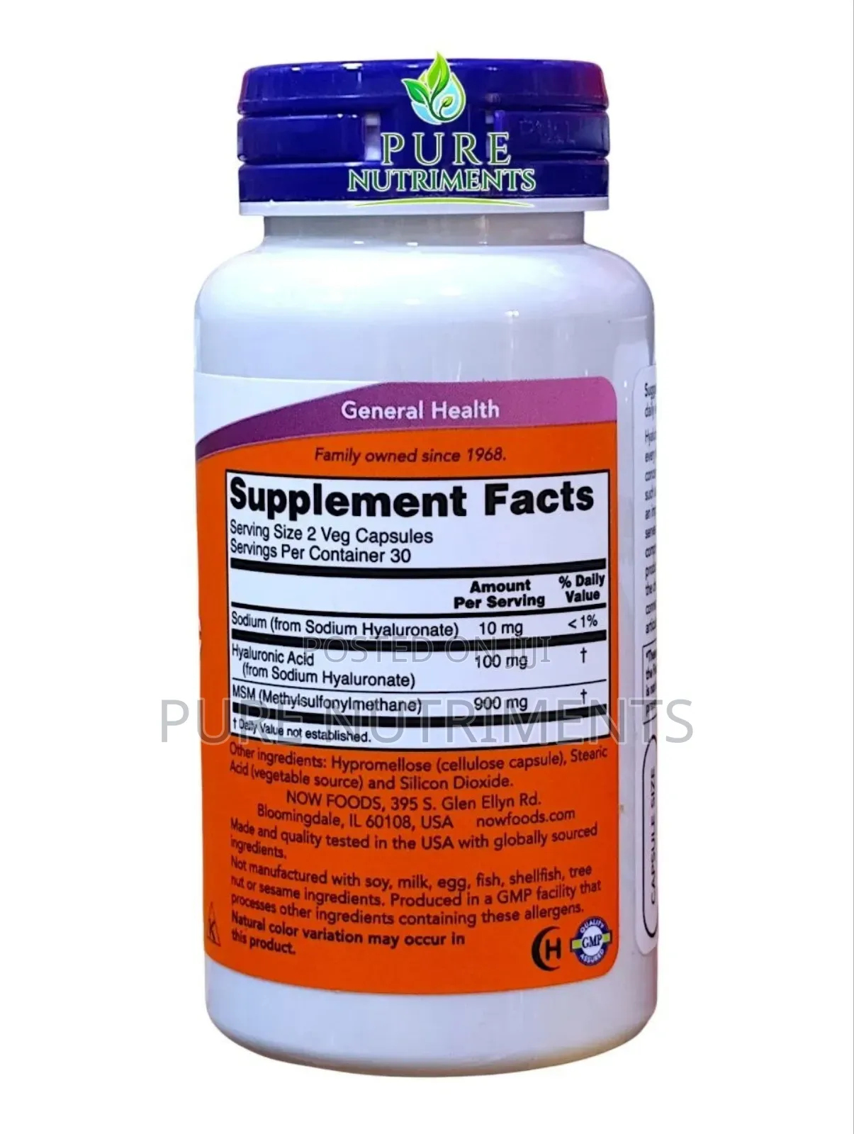 NOW Hyaluronic Acid 50mg 60 Veg Capsules_ Joint and Skin Support