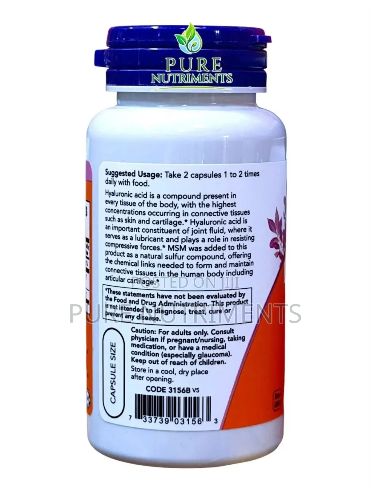 NOW Hyaluronic Acid 50mg 60 Veg Capsules_ Joint and Skin Support