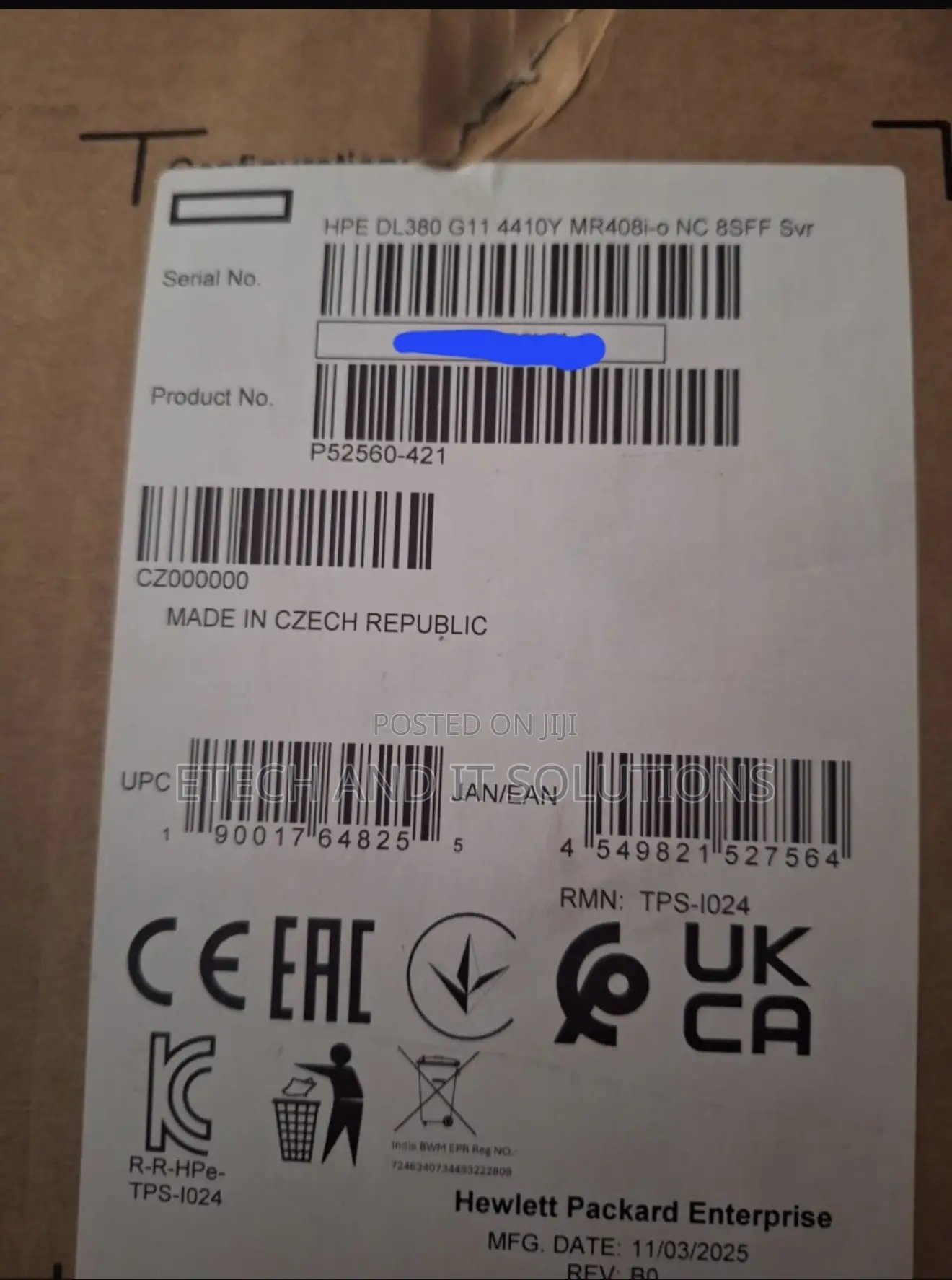 New Server HP ProLiant DL380 Gen11 32GB Intel Xeon HDD 1T