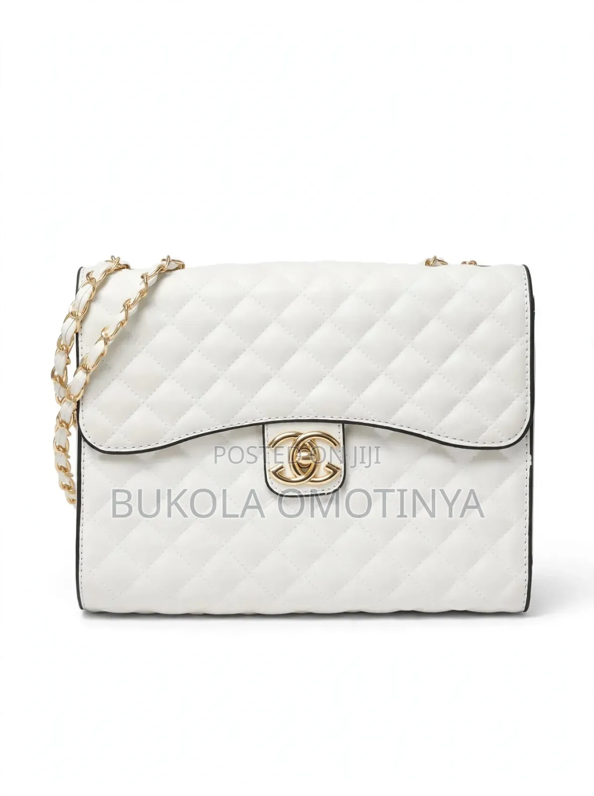 Classy White Quilted CC Chain Shoulder Bag - Ladies Handbag