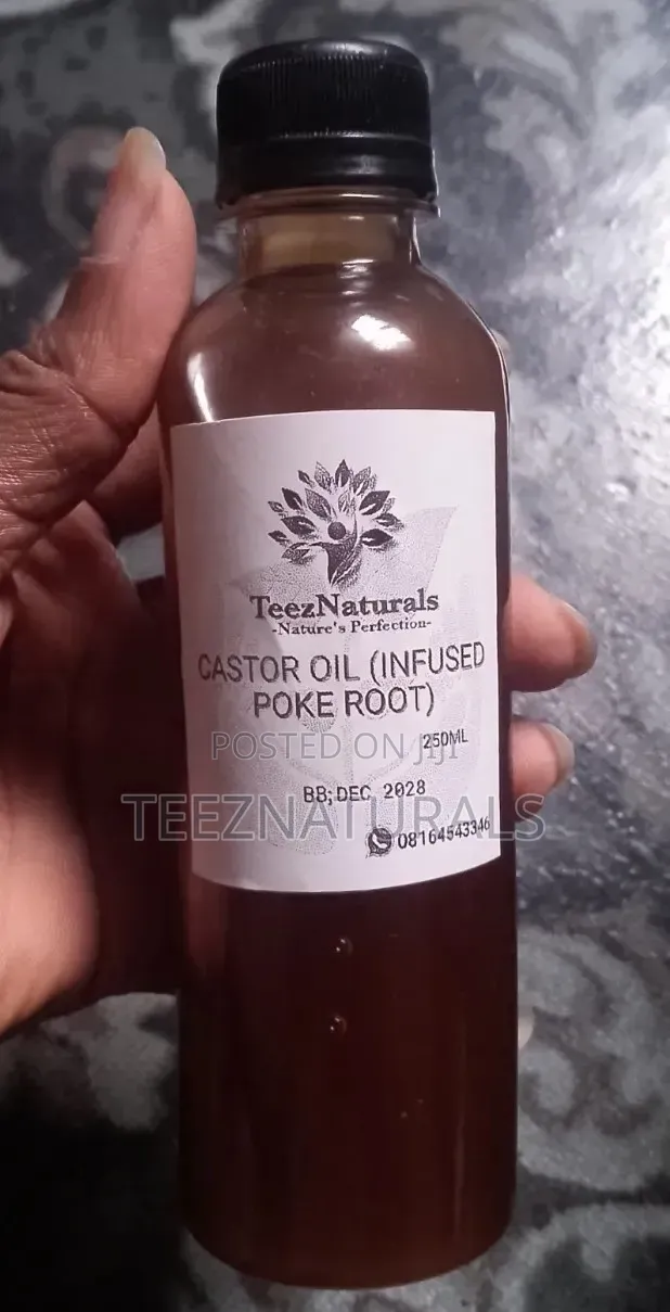 Castor Oil (Infused Poke Root) 100ml, 250ml, 500ml, 1ltr.