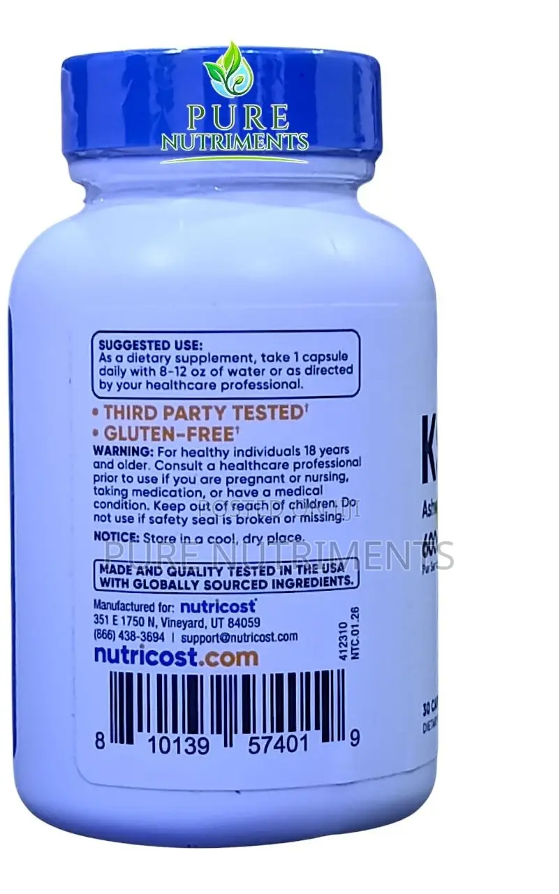 Nutricost KSM-66 600mg 30 Capsules_ Stress and Energy Support