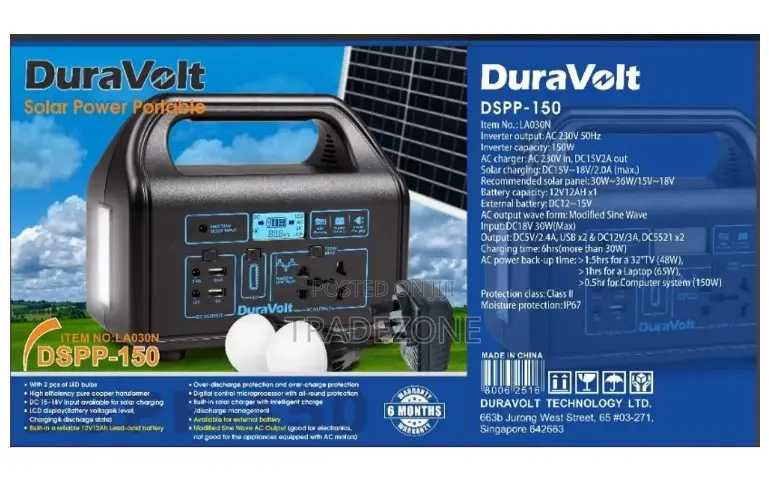 Duravolt 150W Solar Inverter With Dual Bulbs | DSPP-150