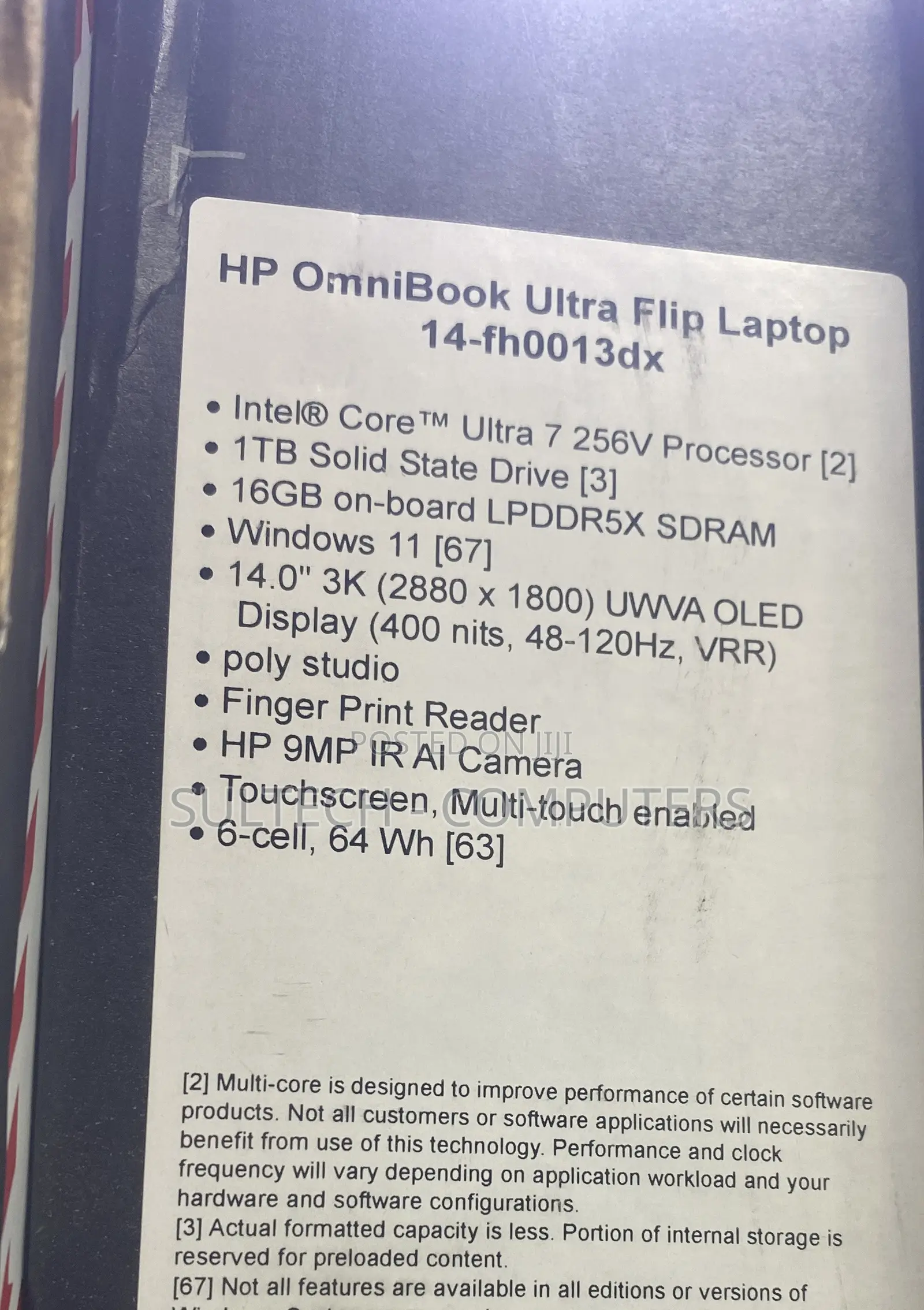 New Laptop HP OmniBook Ultra Flip 14" 16GB Intel Core Ultra 7 SSD 1T