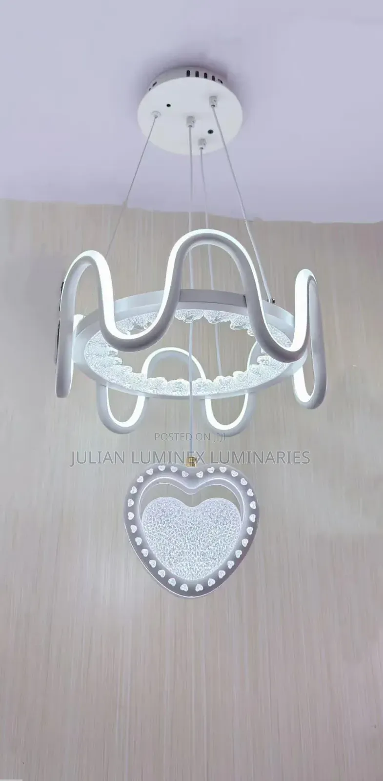 Modern Led Pendant Chandelier With Heart Pendant