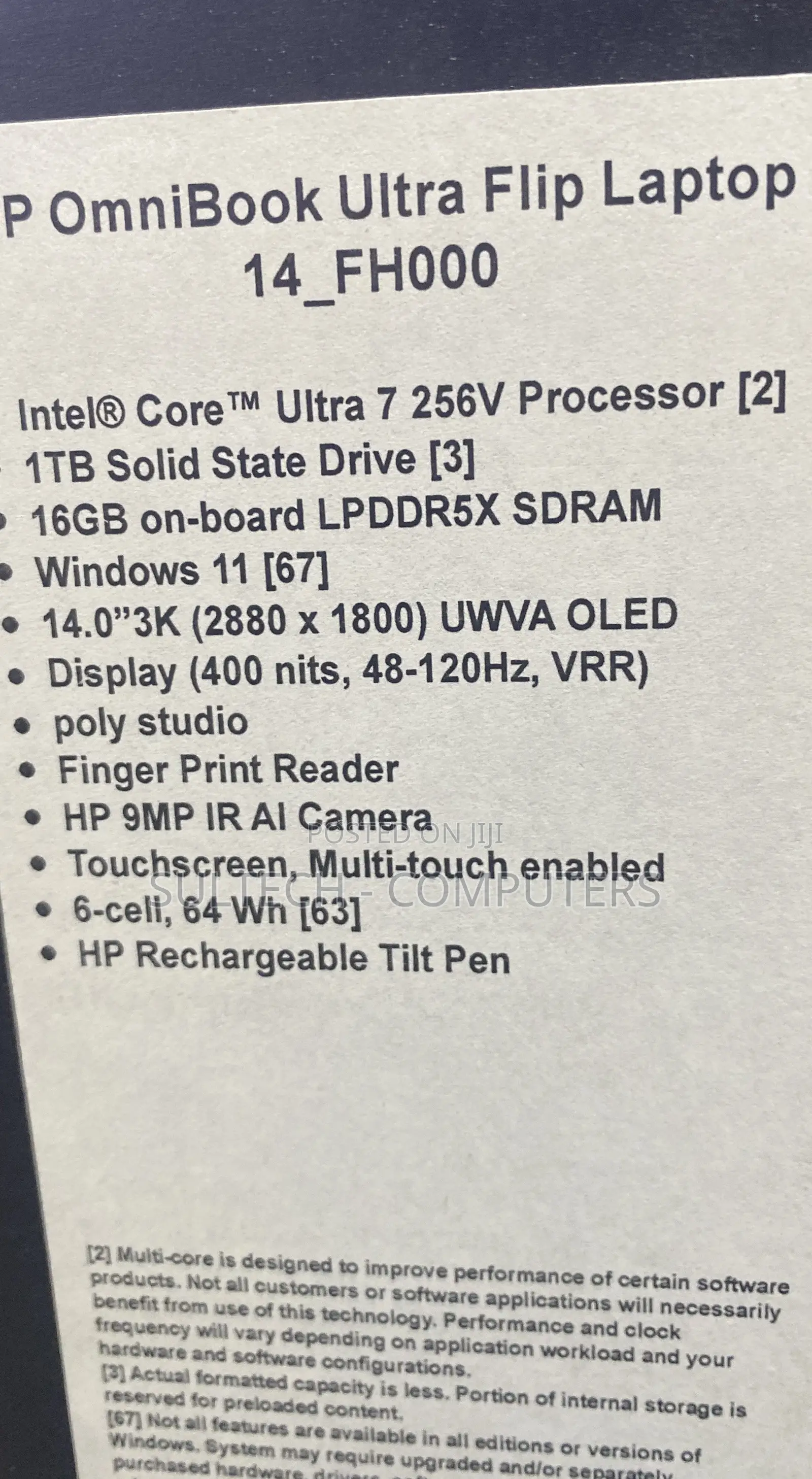 New Laptop HP OmniBook Ultra Flip 14" 16GB Intel Core Ultra 7 SSD 1T