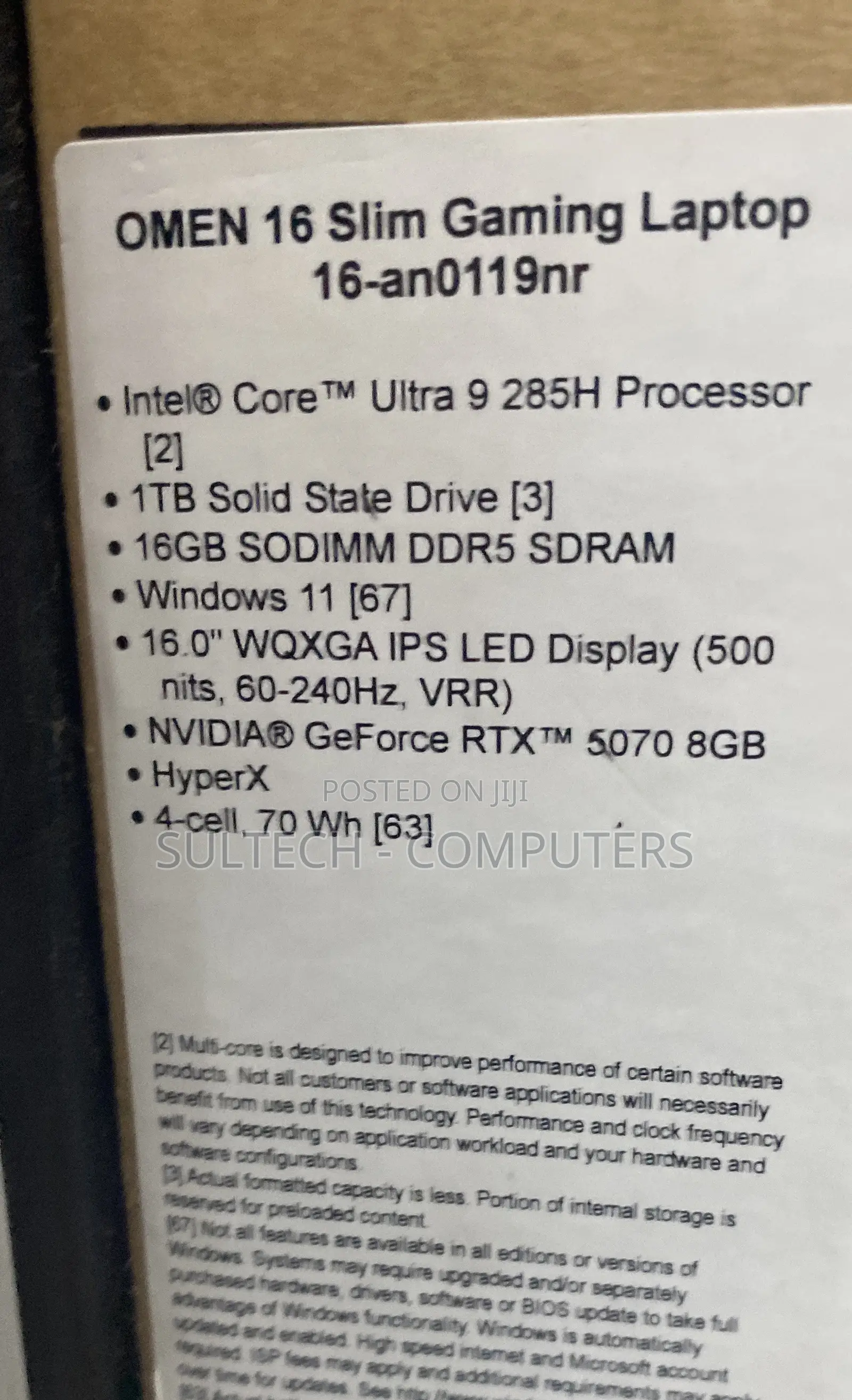 New Laptop HP Omen Slim 16GB Intel Core Ultra 9 SSD 1T