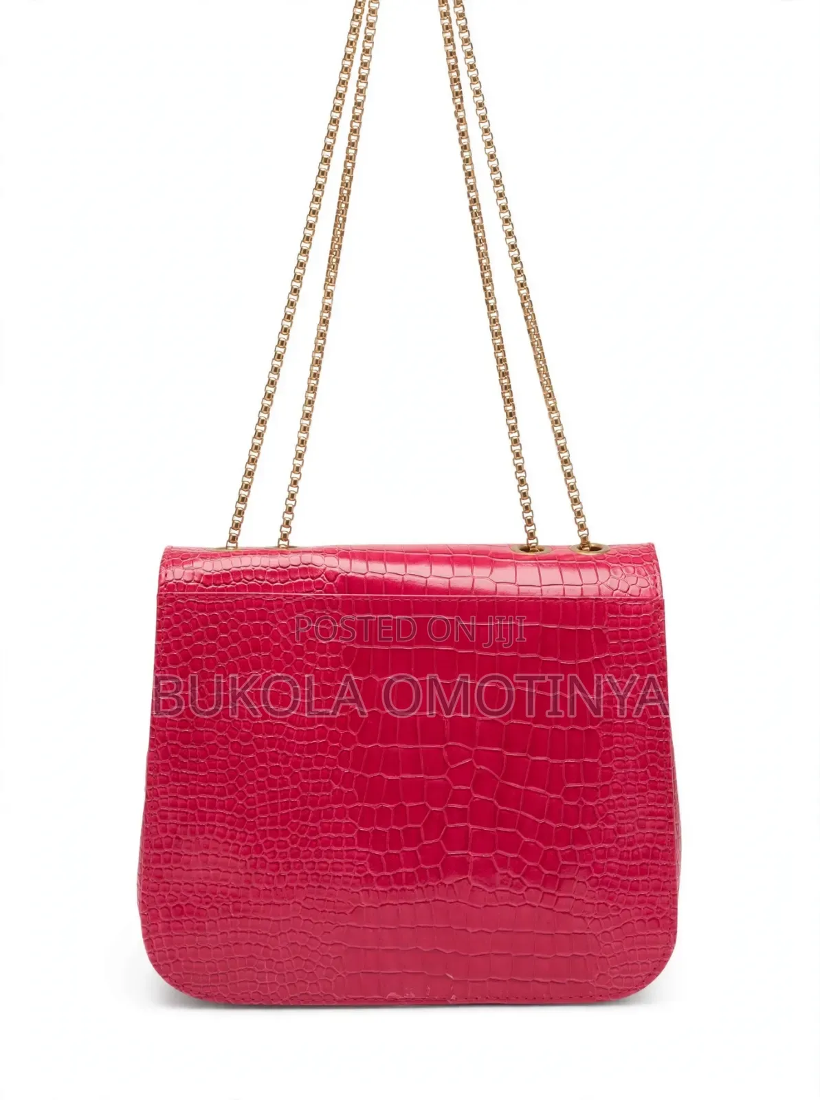 Fuchsia Pink Croc Chain Shoulder Bag - Bold Classy