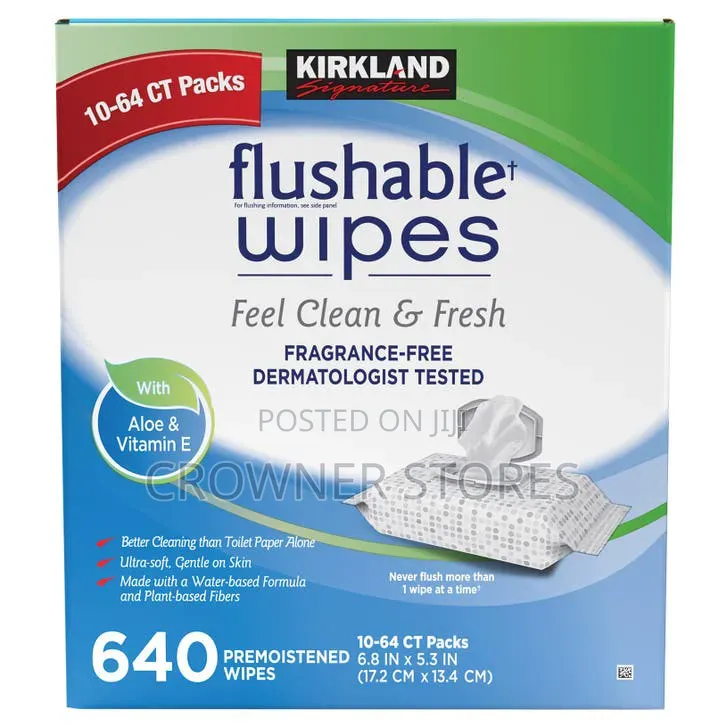 Kirkland Signature Premoistened Flushable Wipes Fragrance Free 640ct