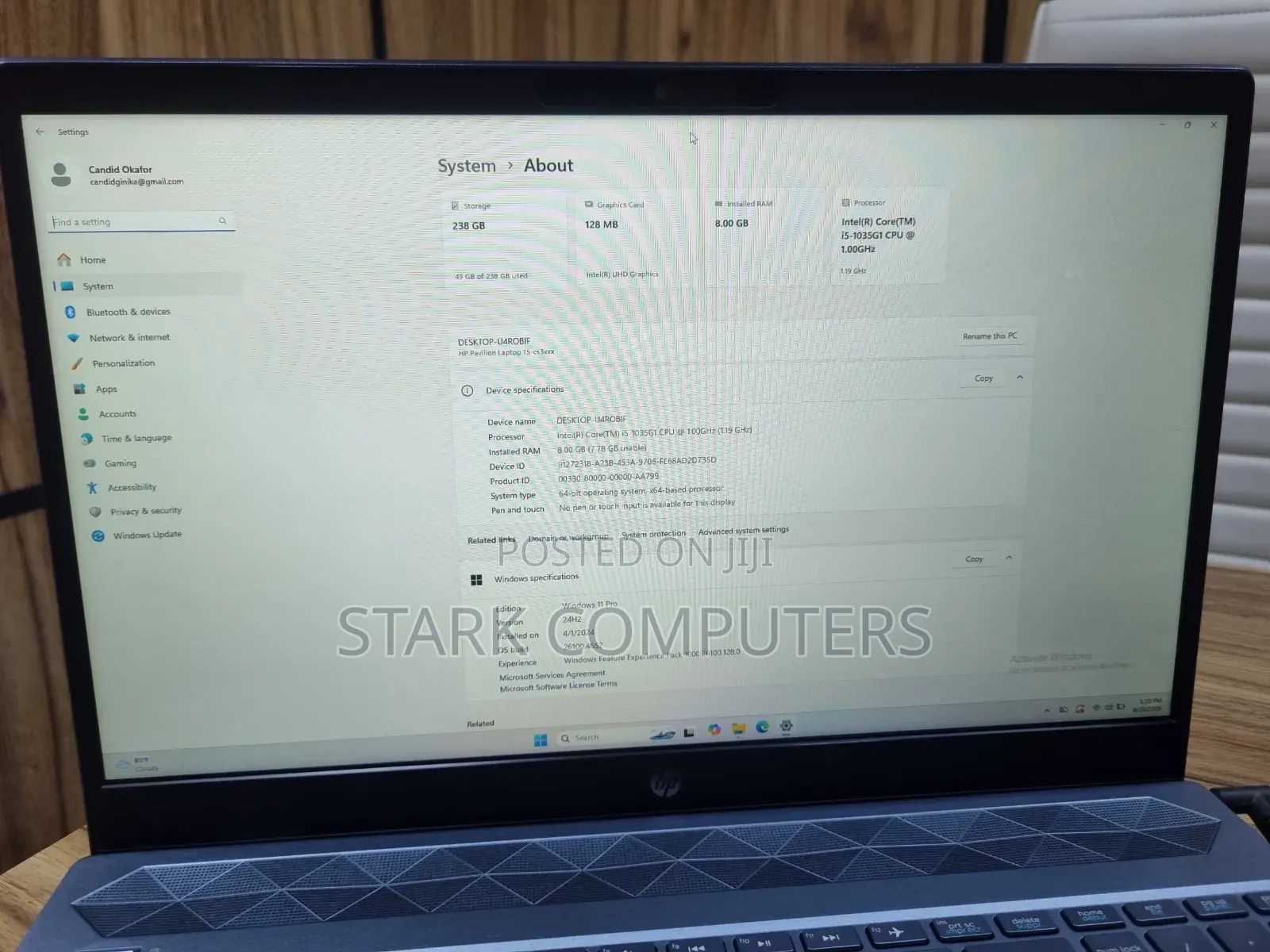 Laptop HP Pavilion 15-cs3063cl 8GB Intel Core i5 SSD 256GB