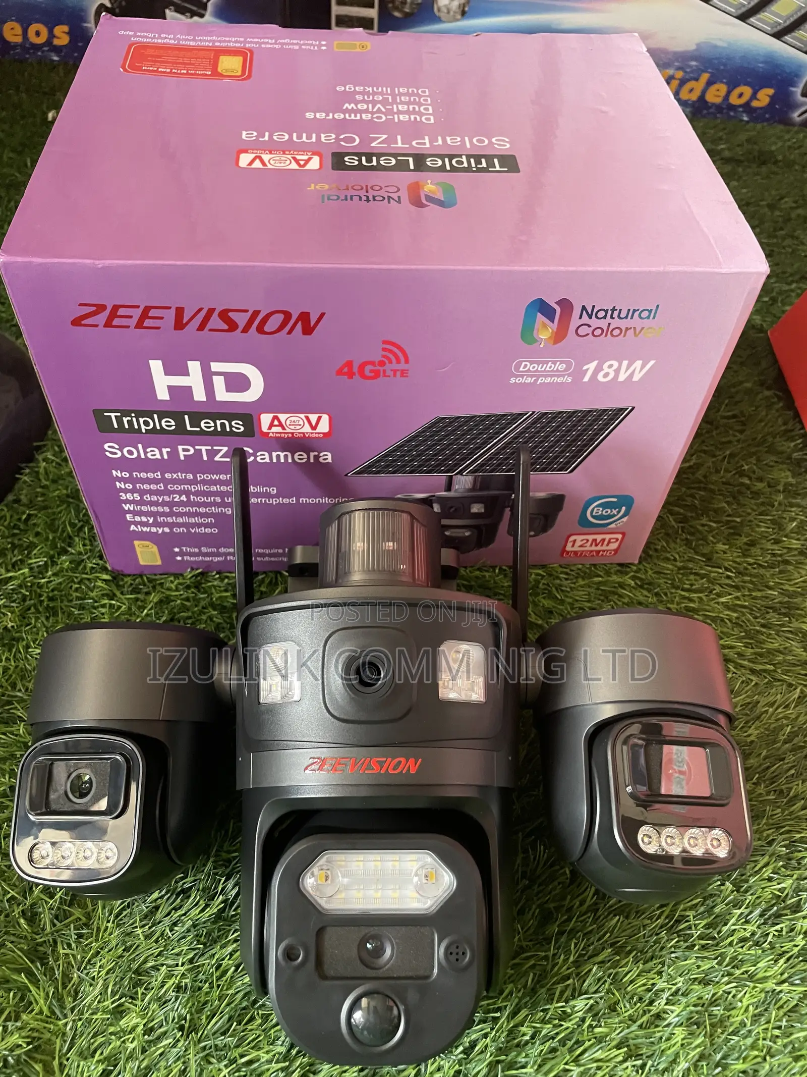 UBox Triple Lens AOV With Solar 4g CCTV Camera With MTN SIM Card