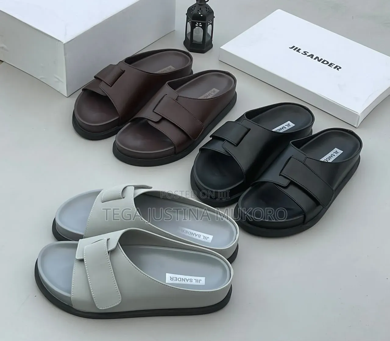 High Quality Jil Sander Hook and Loop Colours Slippers