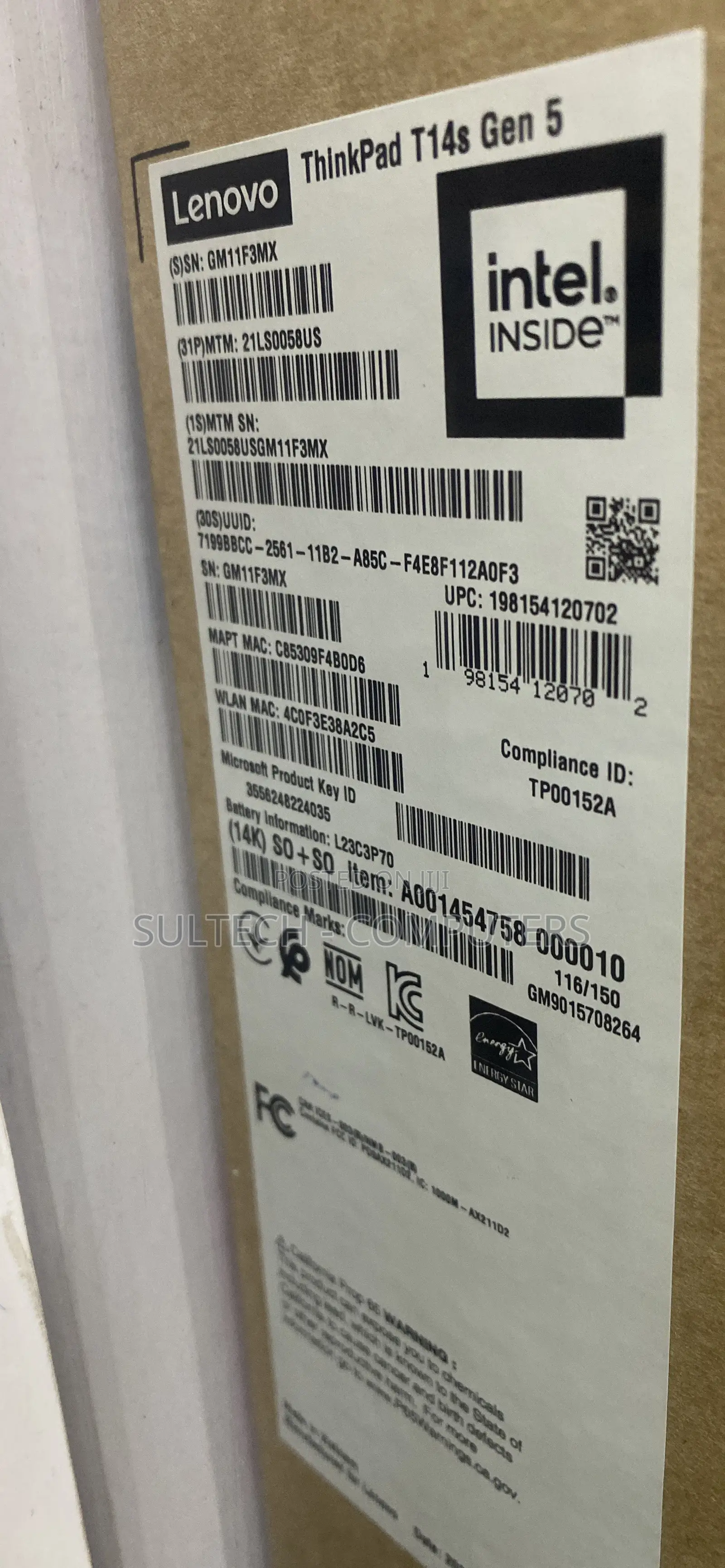 New Laptop Lenovo ThinkPad T14s G4 16GB Intel Core Ultra 7 SSD 512GB