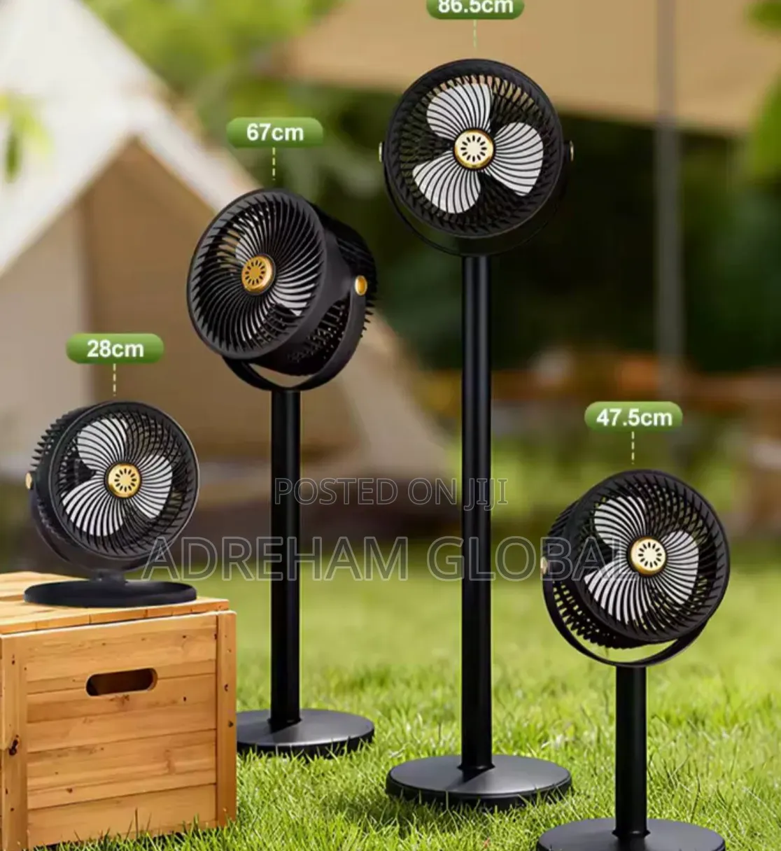 Camping Solar Fan With 4000mAh Battery Light 5Speed Adjustable