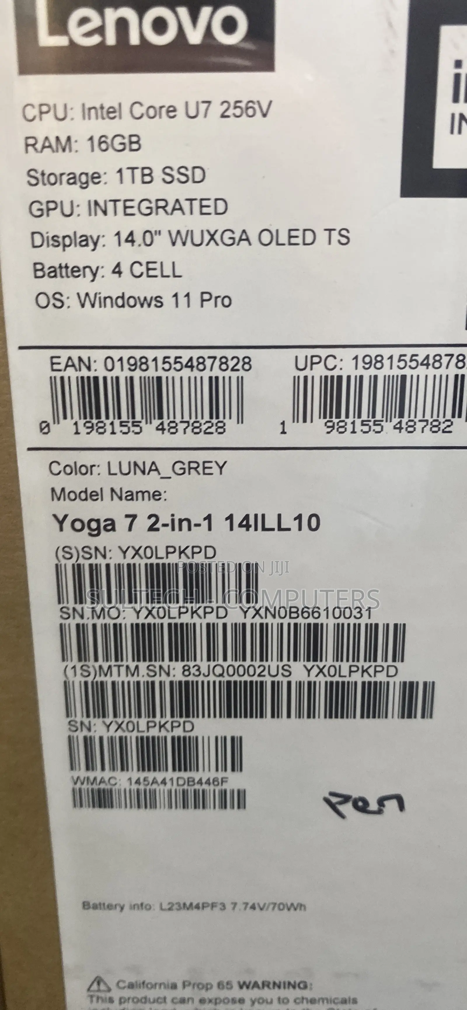 New Laptop Lenovo 16GB Intel Core Ultra 7 SSD 1T