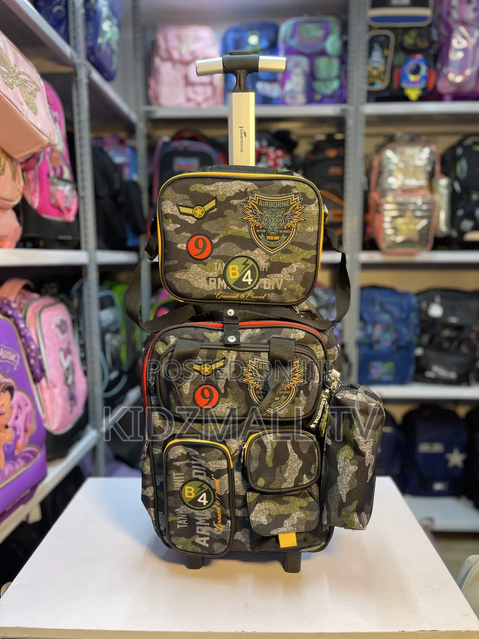 Boys 3-in-1 "Airborne Military Camo" Rolling School Bag Set