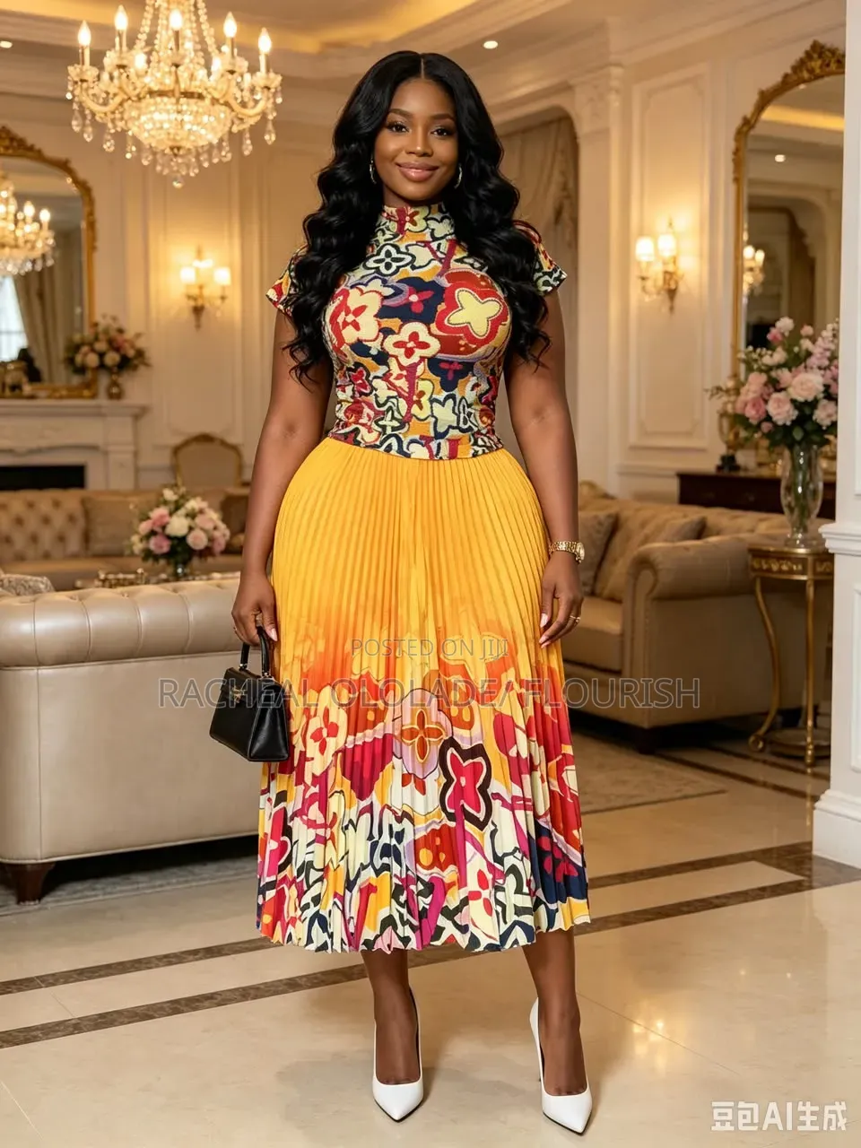 Luxury Miyaki 2 Pieces Skirt and Blouse