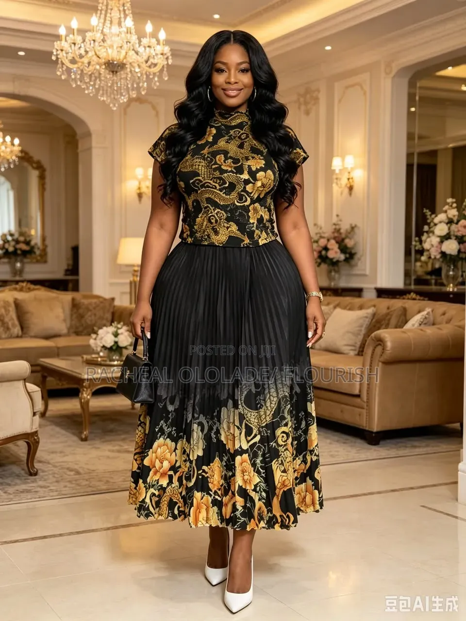 Luxury Miyaki 2 Pieces Skirt and Blouse