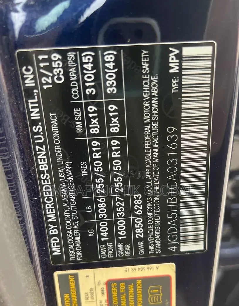 Mercedes-Benz M Class 2012 Blue