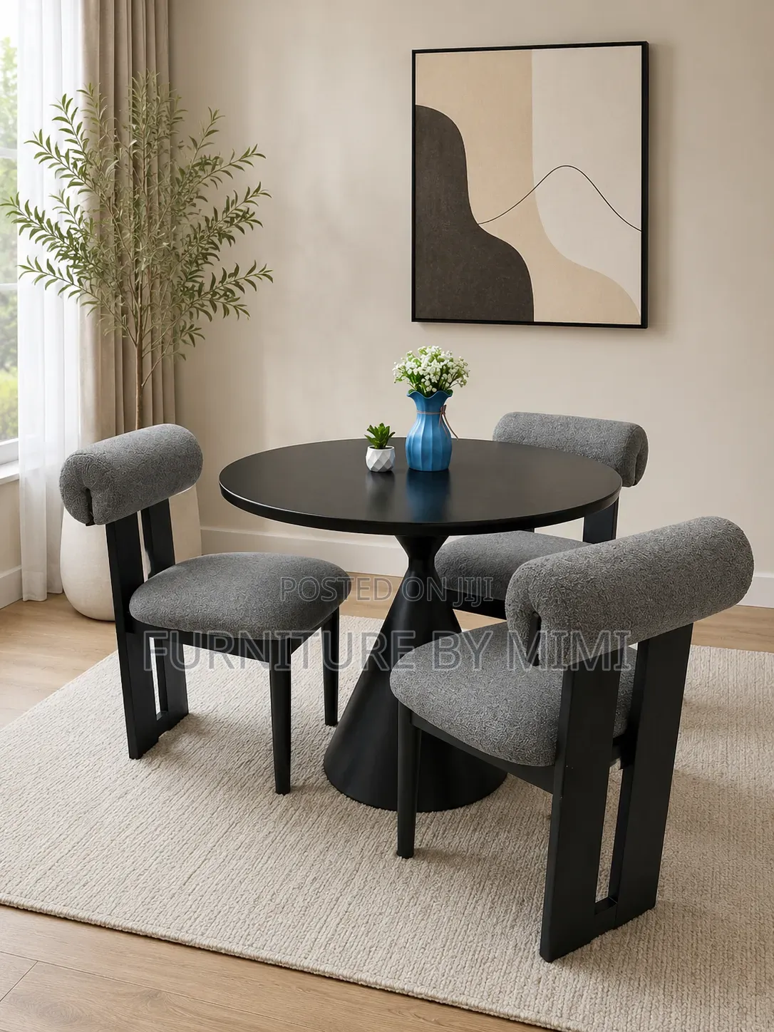 Luxury 3-Seater Minimalist Round Dining Set – Premium Modern Design