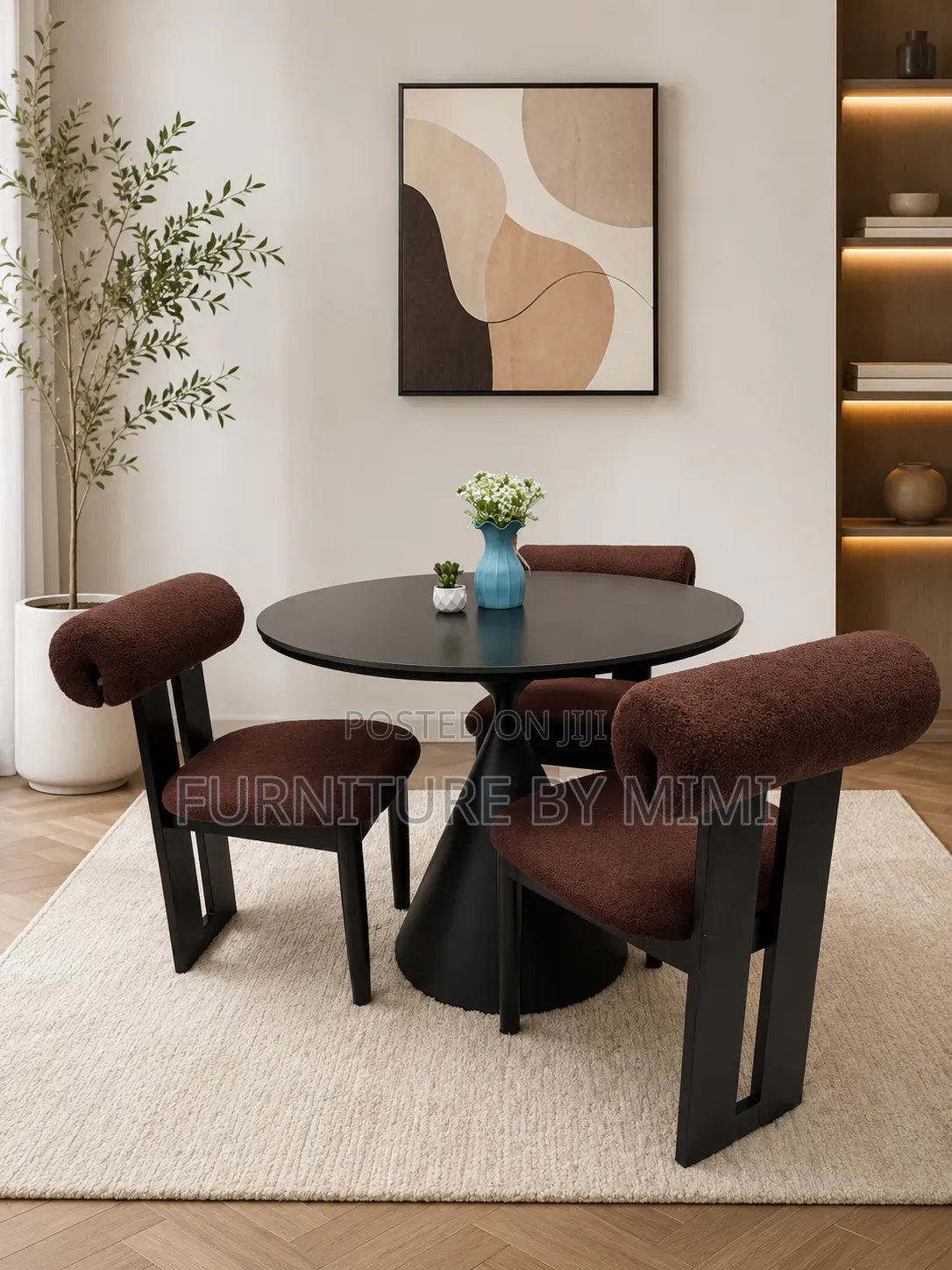 Luxury 3-Seater Minimalist Round Dining Set – Premium Modern Design