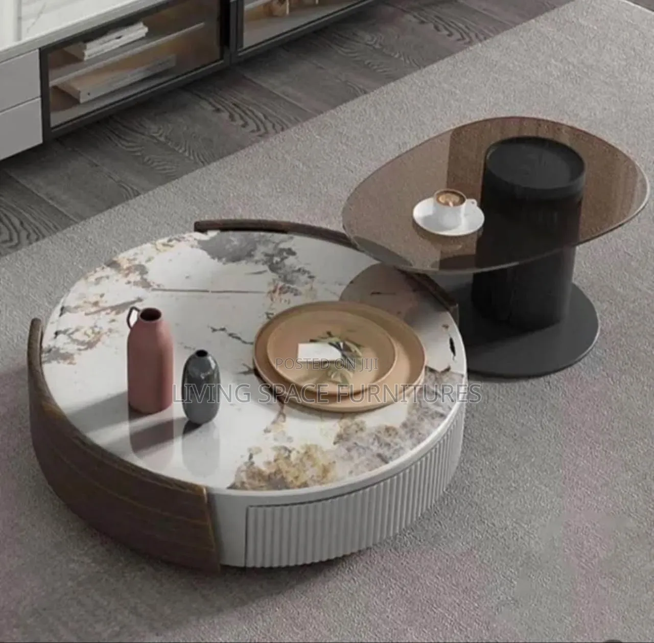 Marble / Glass Top Coffee Table Set