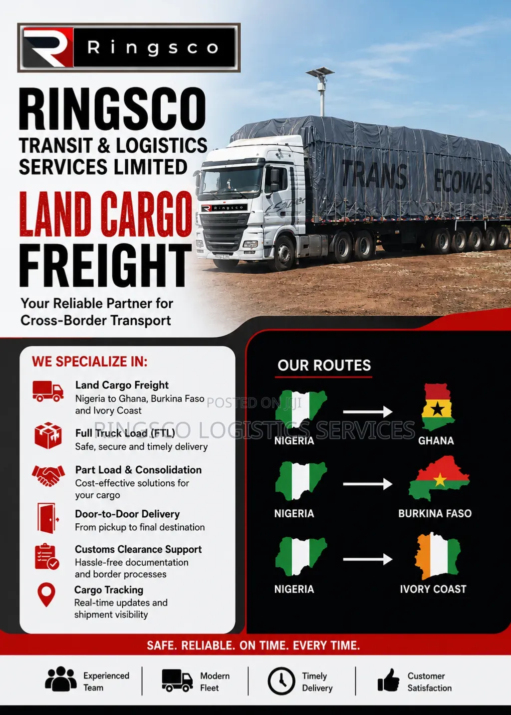 Send Cargo From Nigeria ๐ณ๐ฌ to Ghana ๐ฌ๐ญ by Land Trucking Transport