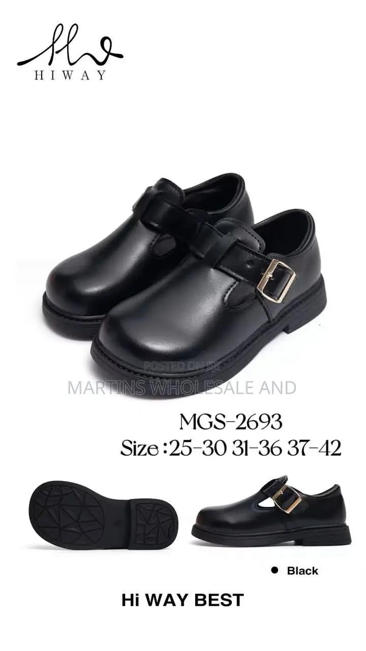 Hi Way Best Model MGS-2693 Black Children's Buckle School Shoes, Featu