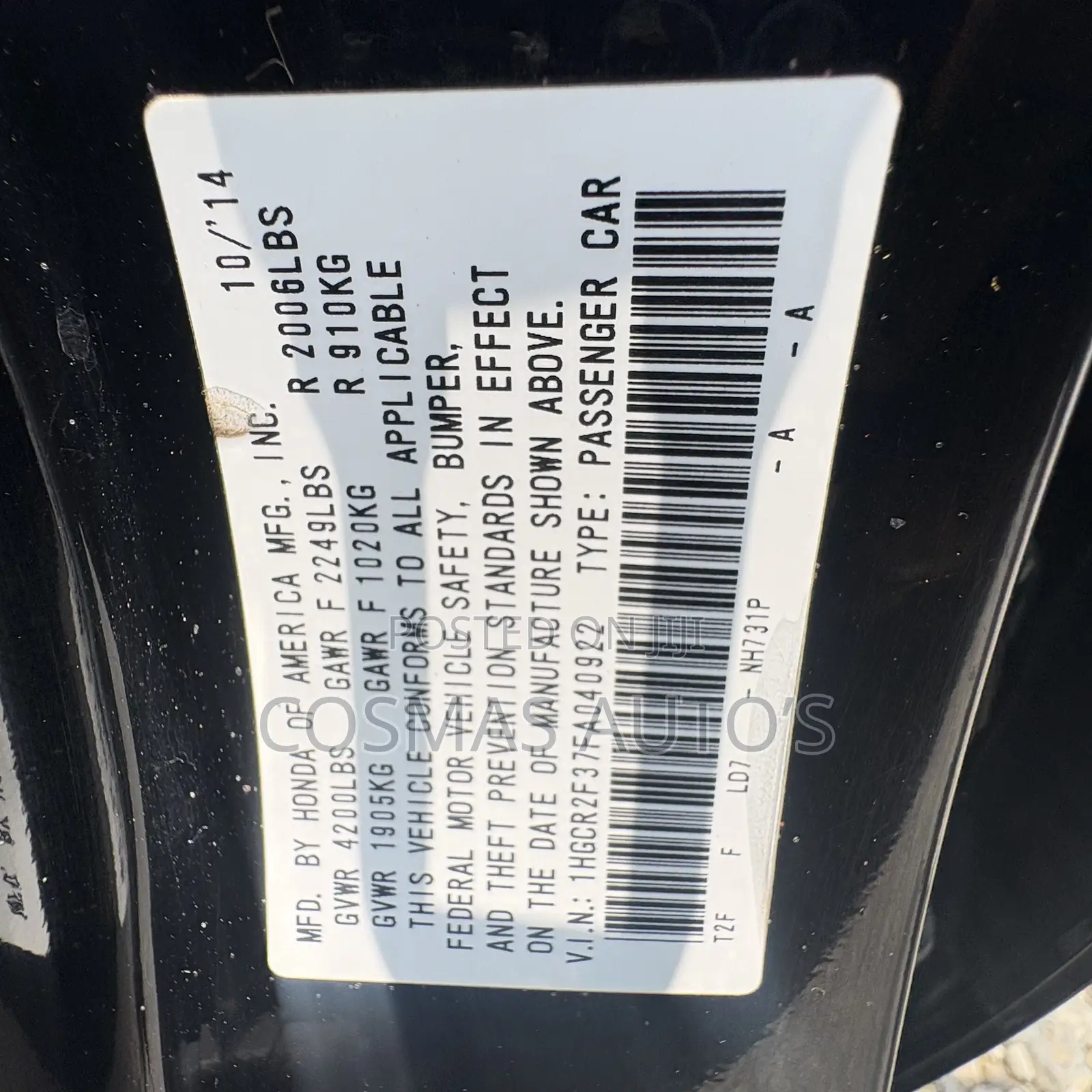 Honda Accord 2015 Black