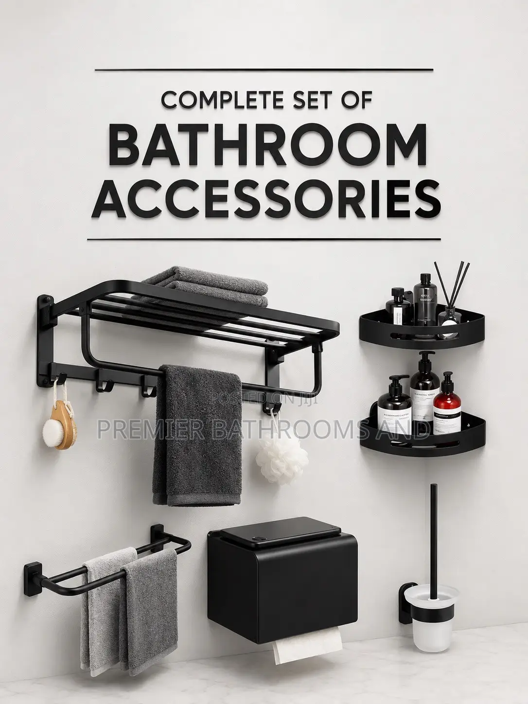 Complete Set of Bathroom Rails,tissue Paper,and Shelves