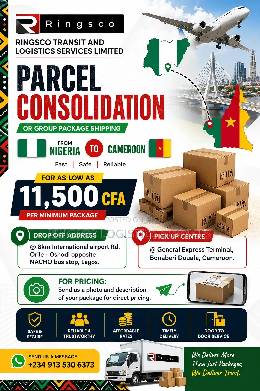 Ship From Nigeria to Cameroon From Your Doorstep Pick Up