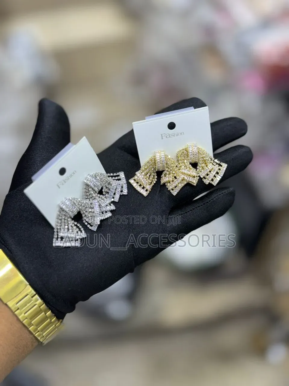 Crystal Bowknot Tassel Earrings