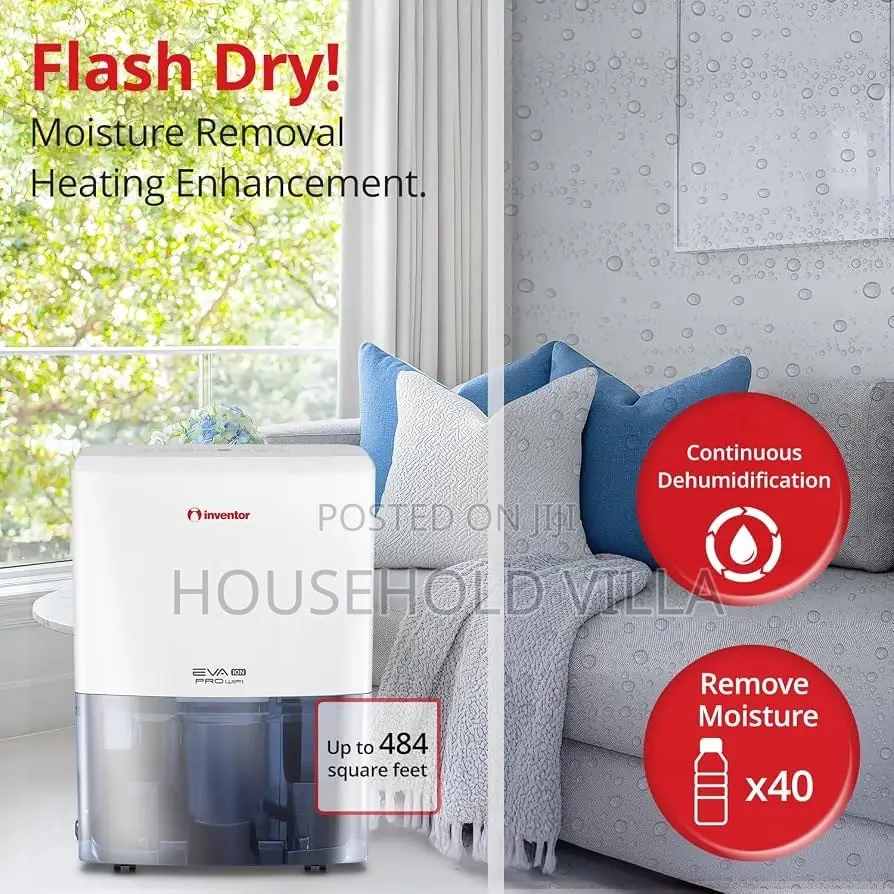 Inventor 20l/Day Dehumidifier EVA, Ideal for Home Humidity Display