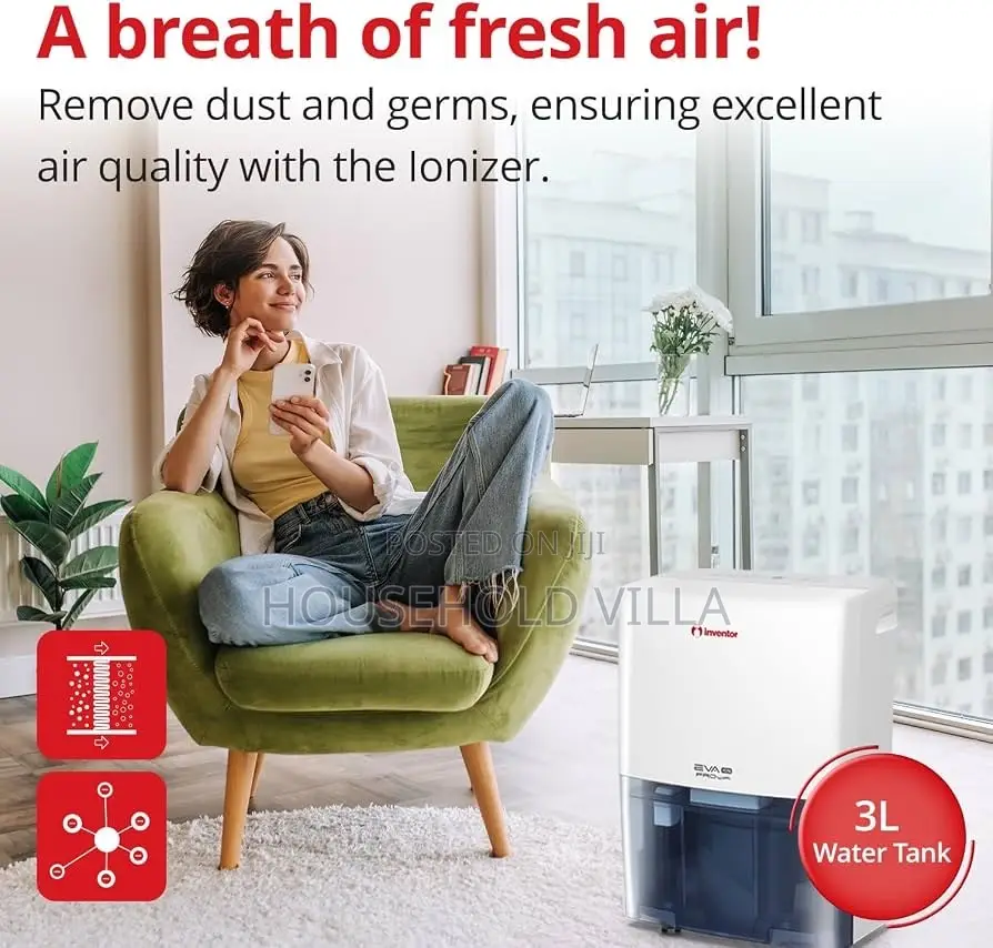 Inventor 20l/Day Dehumidifier EVA, Ideal for Home Humidity Display