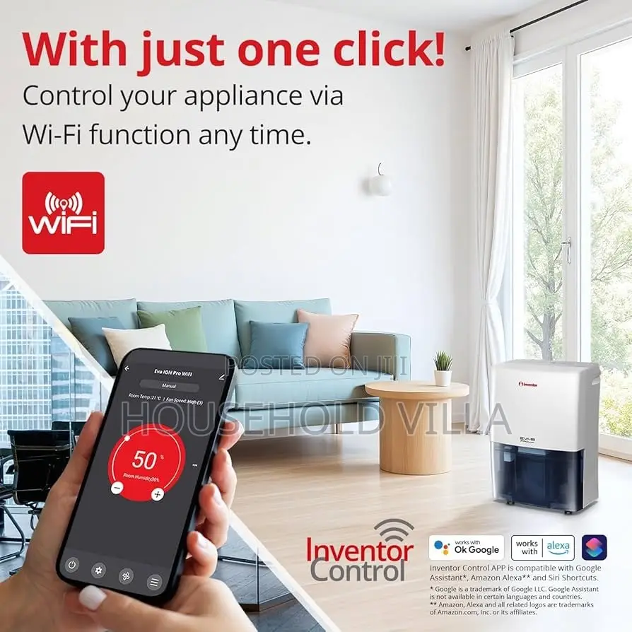 Inventor 20l/Day Dehumidifier EVA, Ideal for Home Humidity Display