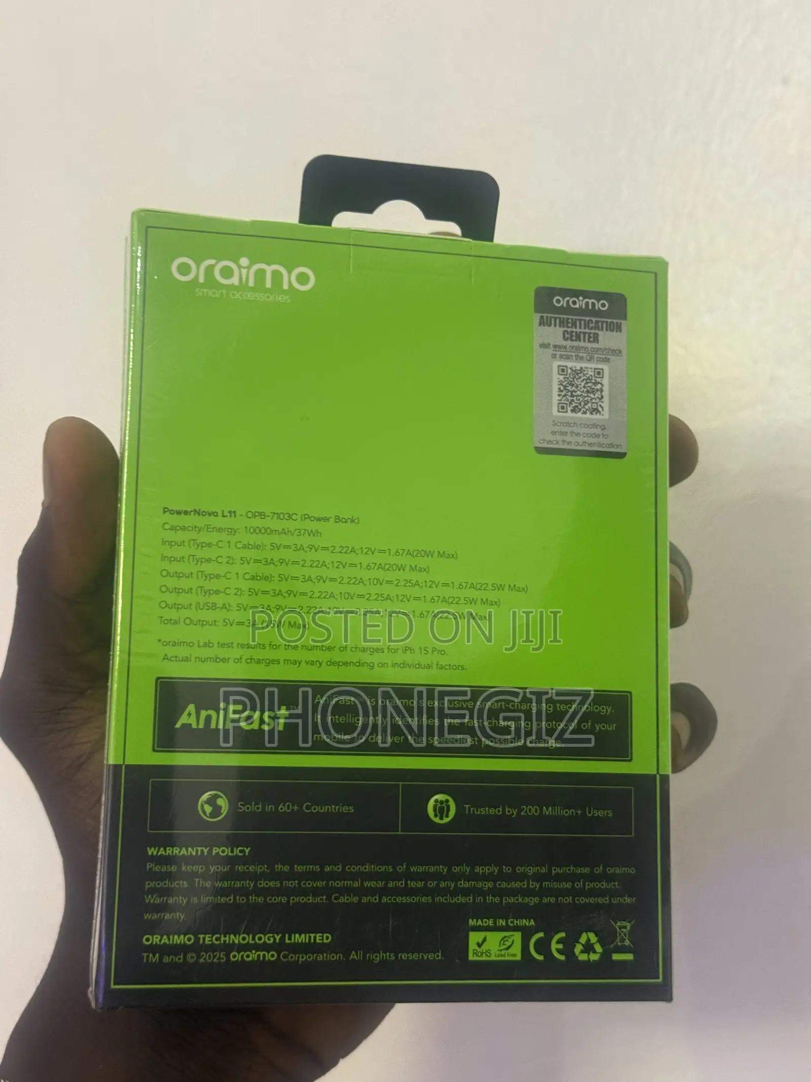 Oraimo Power Bank 10,000mah 22.5W Power Nova