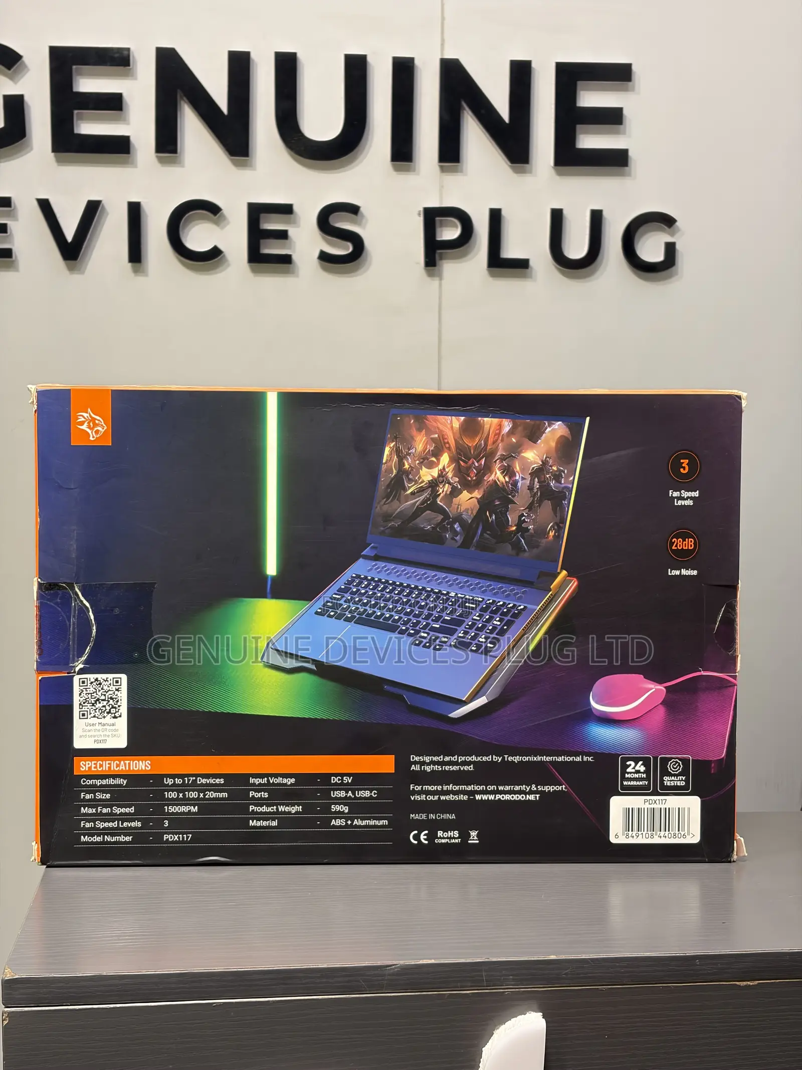 Porodo Gaming Al RGB Laptop Cooling Fan