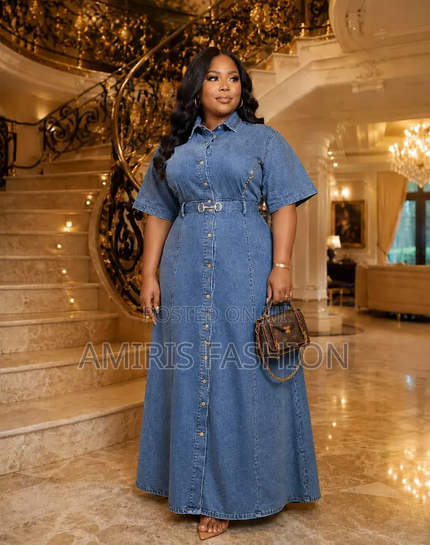 Beautiful Jeans Button Down Long Gown