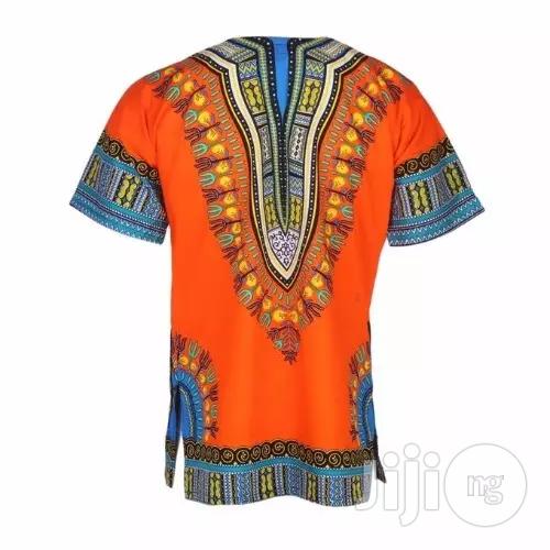 African Print Traditional Danshiki - Orange