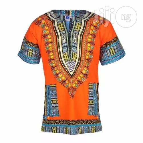 African Print Traditional Danshiki - Orange