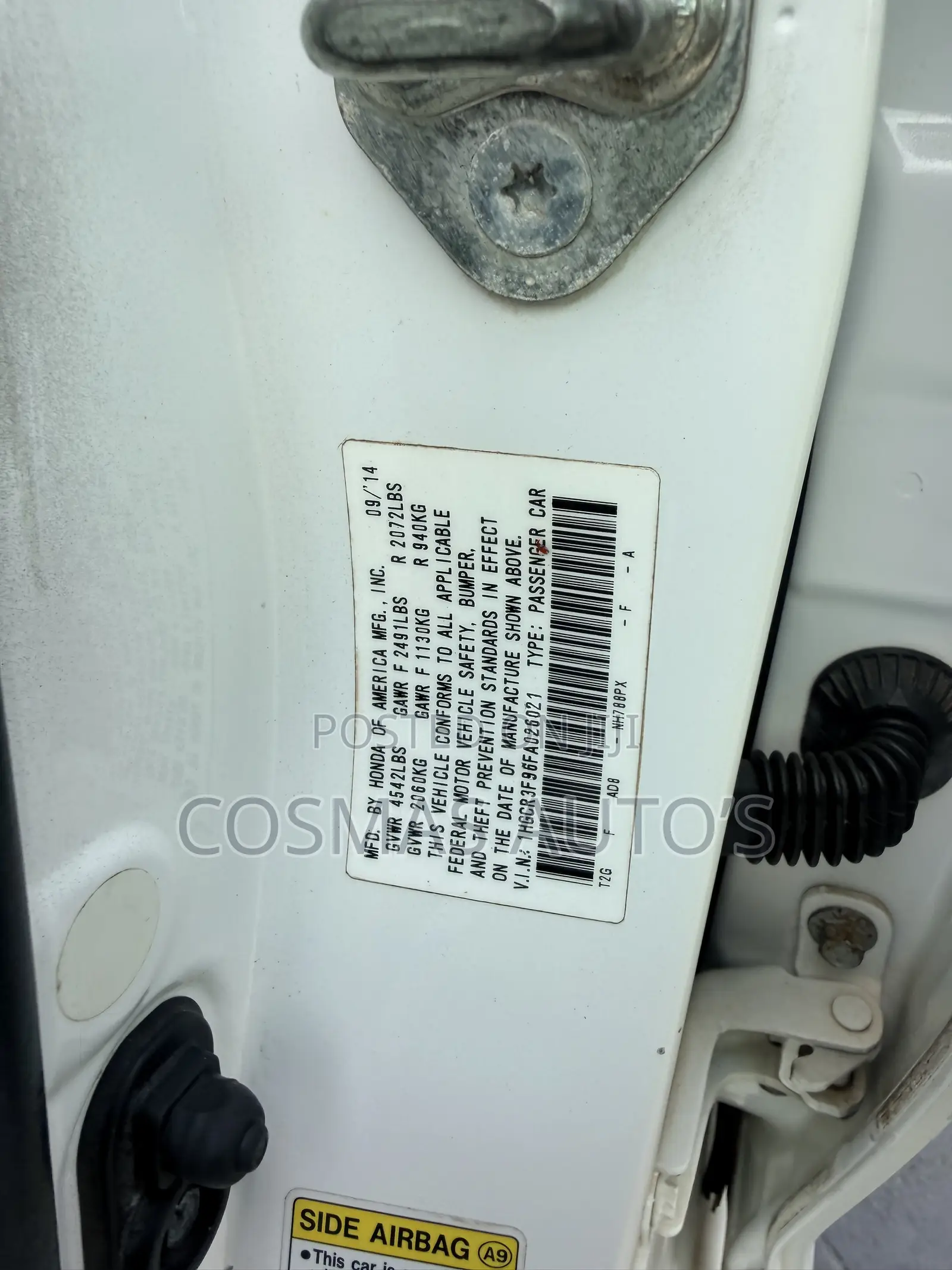 Honda Accord EX-L 4dr Sedan (2.4L 4cyl CVT) 2014 Off white