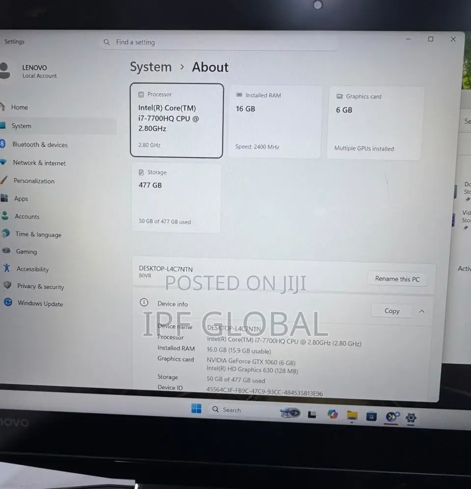 Laptop Lenovo Legion Y720 16GB Intel Core i7 SSD 512GB