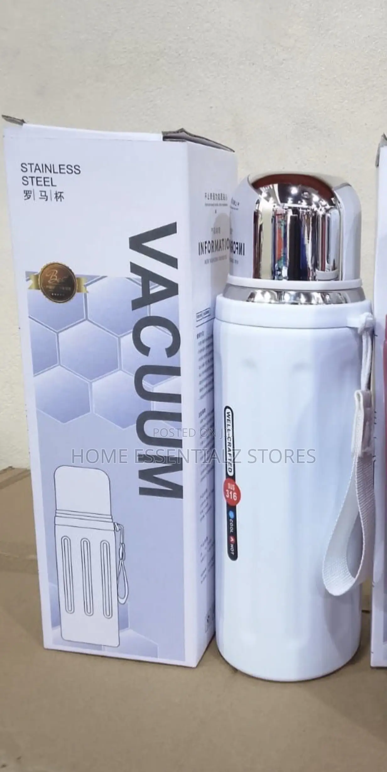 1000ml Stainless Steel Vacuum Flask With Cup - Hot and Cold Thermos