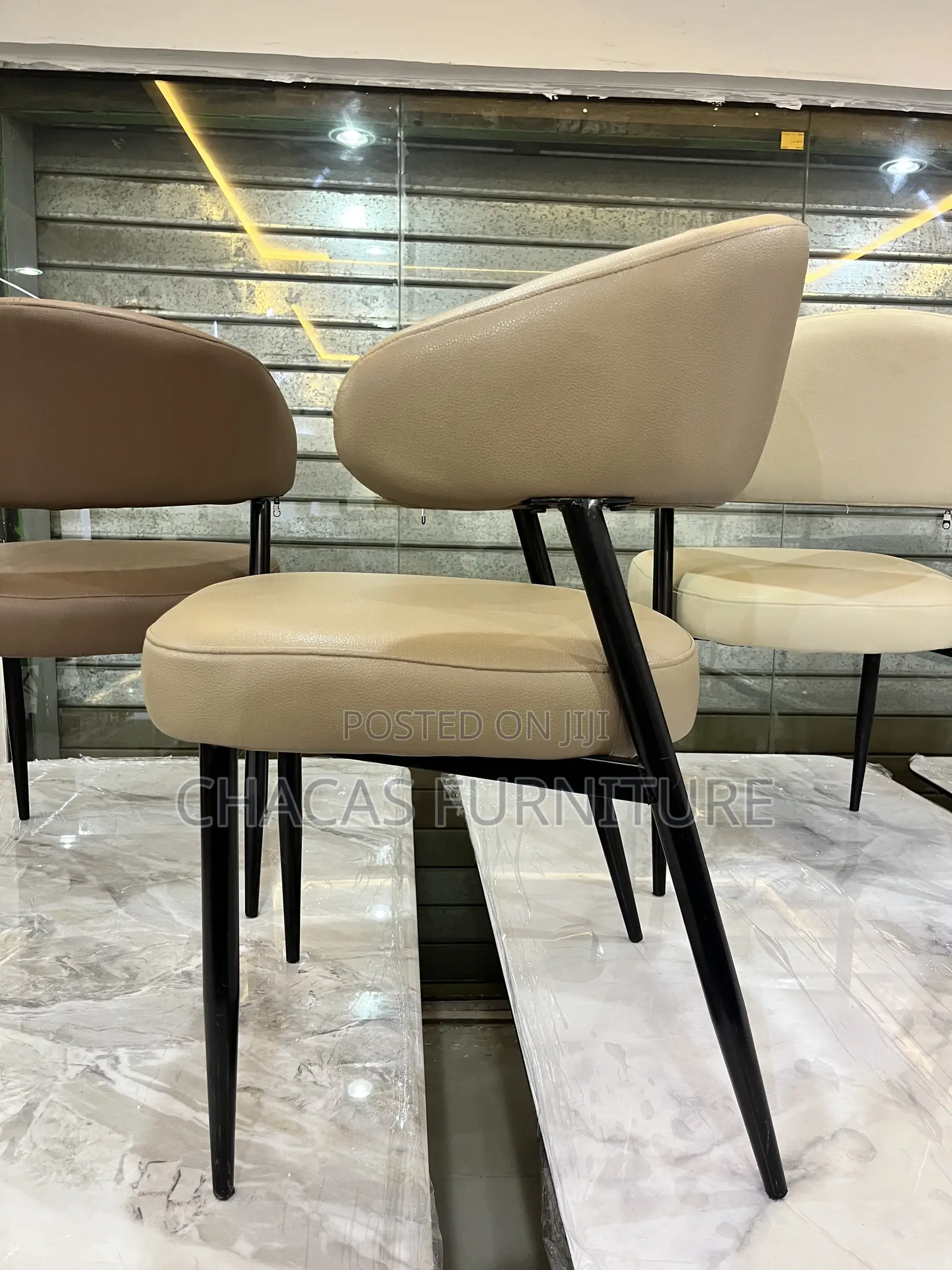Modern Curved Leatherette Dining Accent Chair With Metal Legs