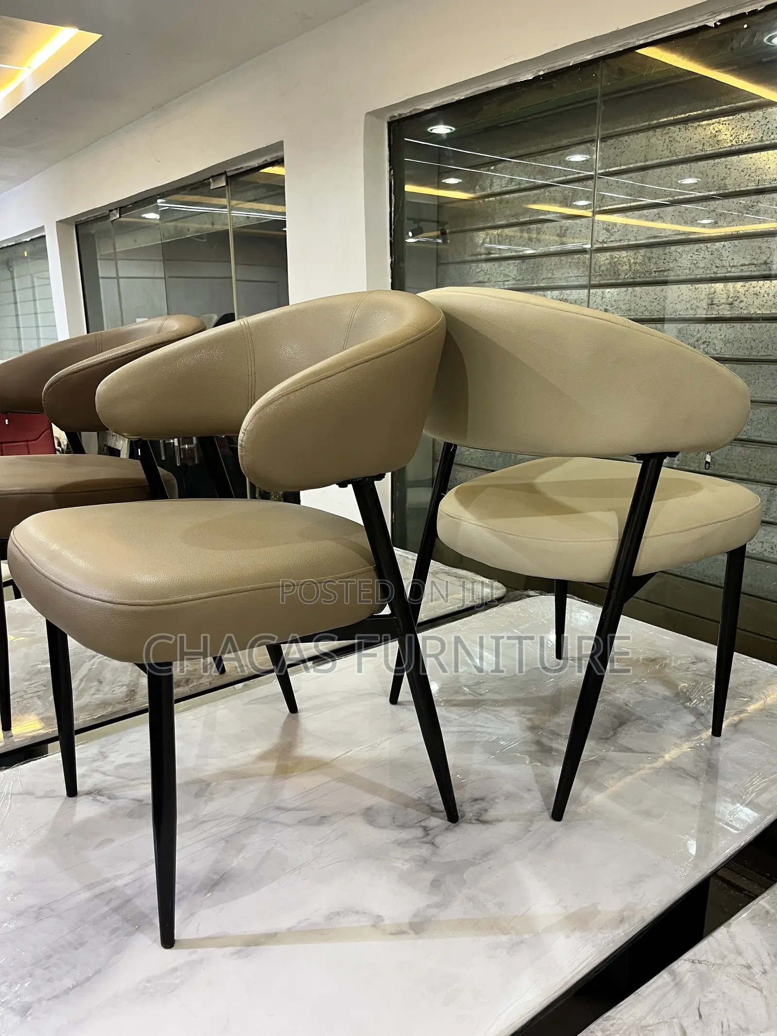 Modern Curved Leatherette Dining Accent Chair With Metal Legs