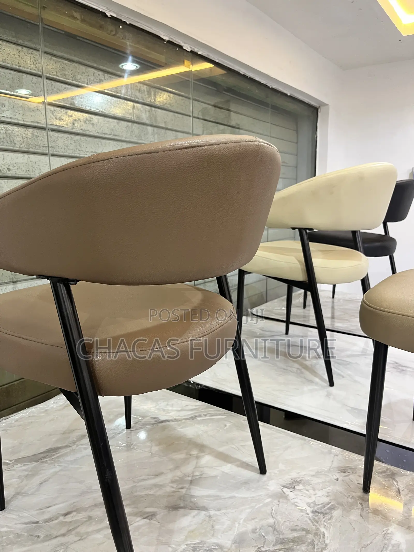 Modern Curved Leatherette Dining Accent Chair With Metal Legs