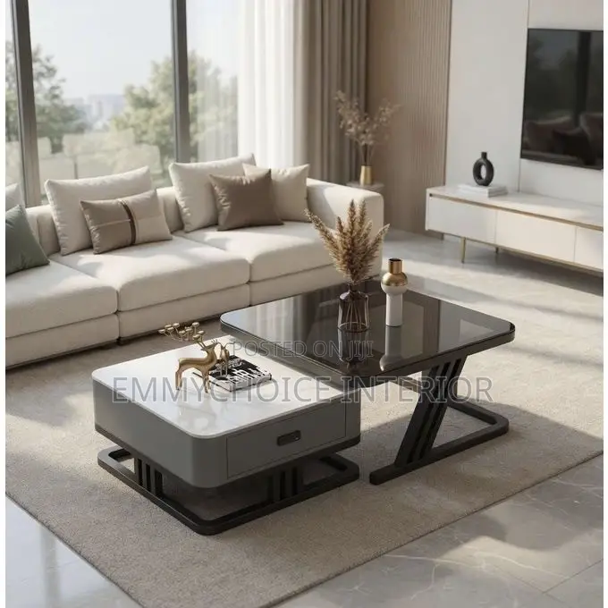 Modern Rotating Swivel Center Table /3 Layers Design With Drawer