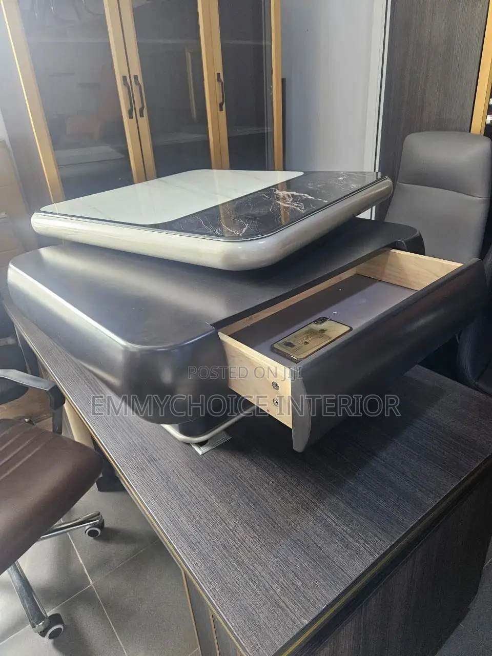 Modern Rotating Swivel Center Table /3 Layers Design With Drawer